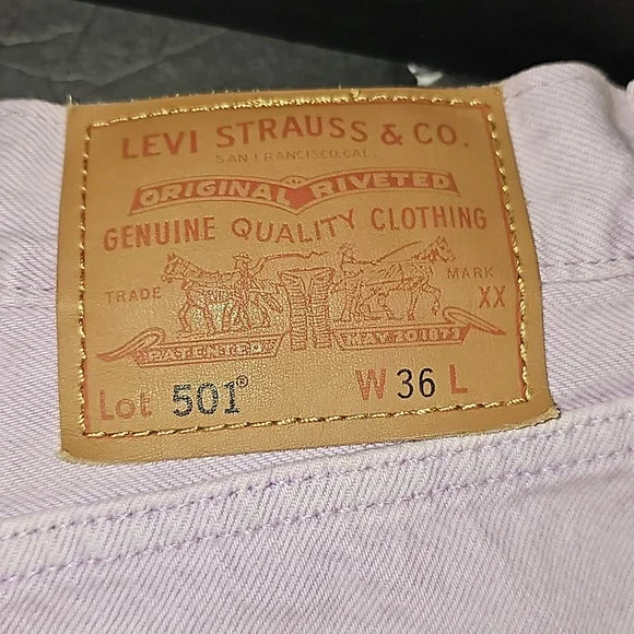 Levi’s 501 Baggy Lilac Purple Jean Shorts 36x9 Jorts Loose Skater Button Fly - Picture 10 of 16